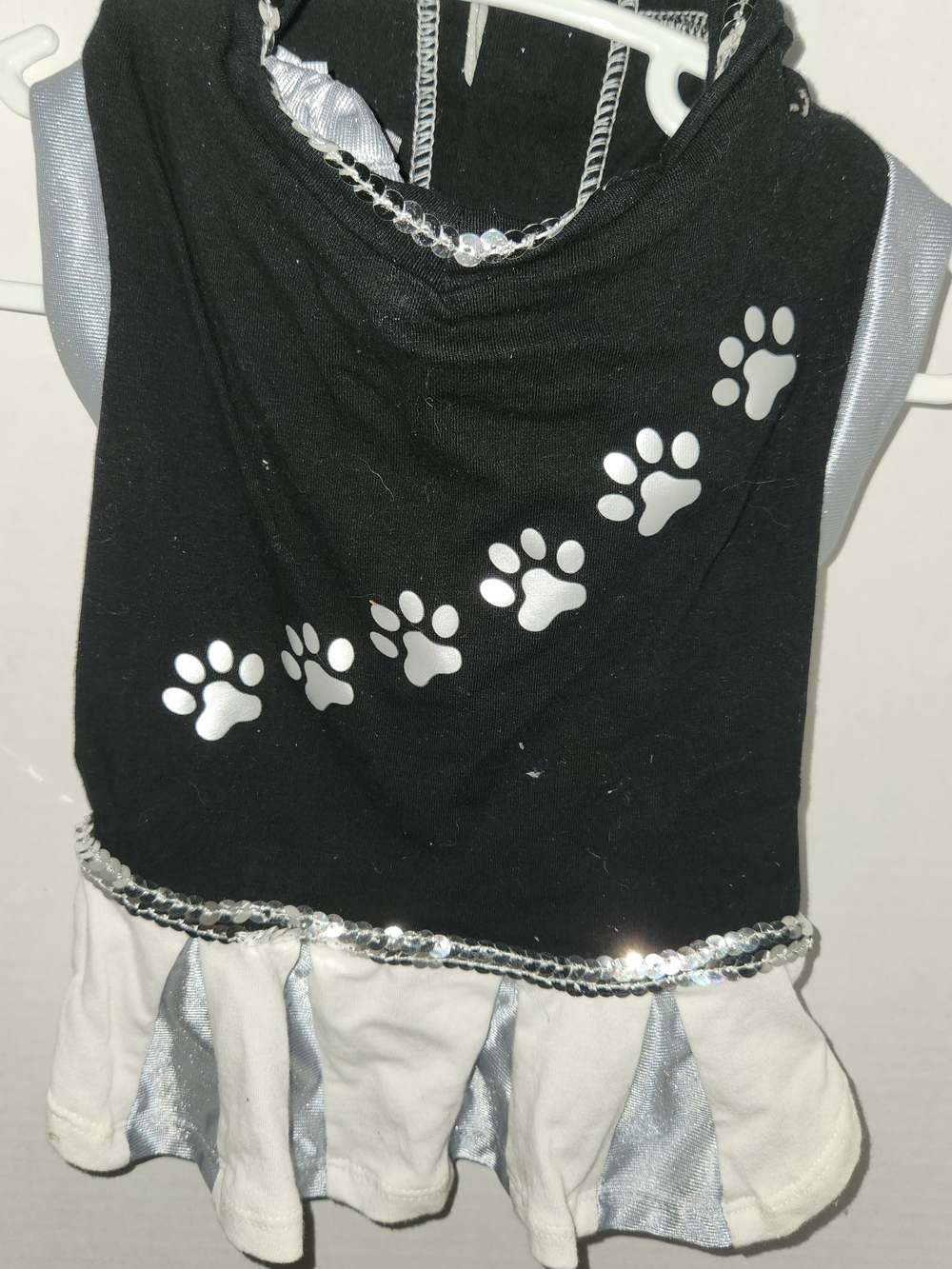 Black Paw-Print Dog Cheer Dress with Silver Accents